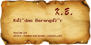 Kádas Berengár névjegykártya